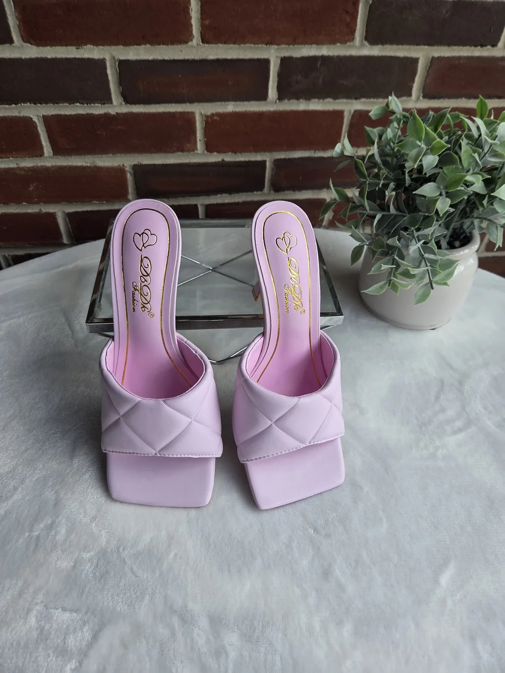 Pink Quilted Mule Heels Size 6.5 💗